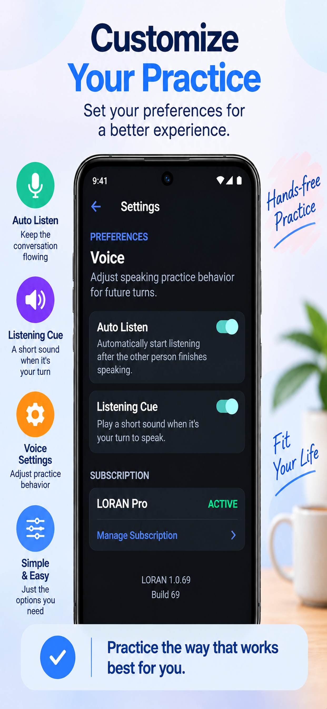 LORAN Auto Listen and Listening Cue settings