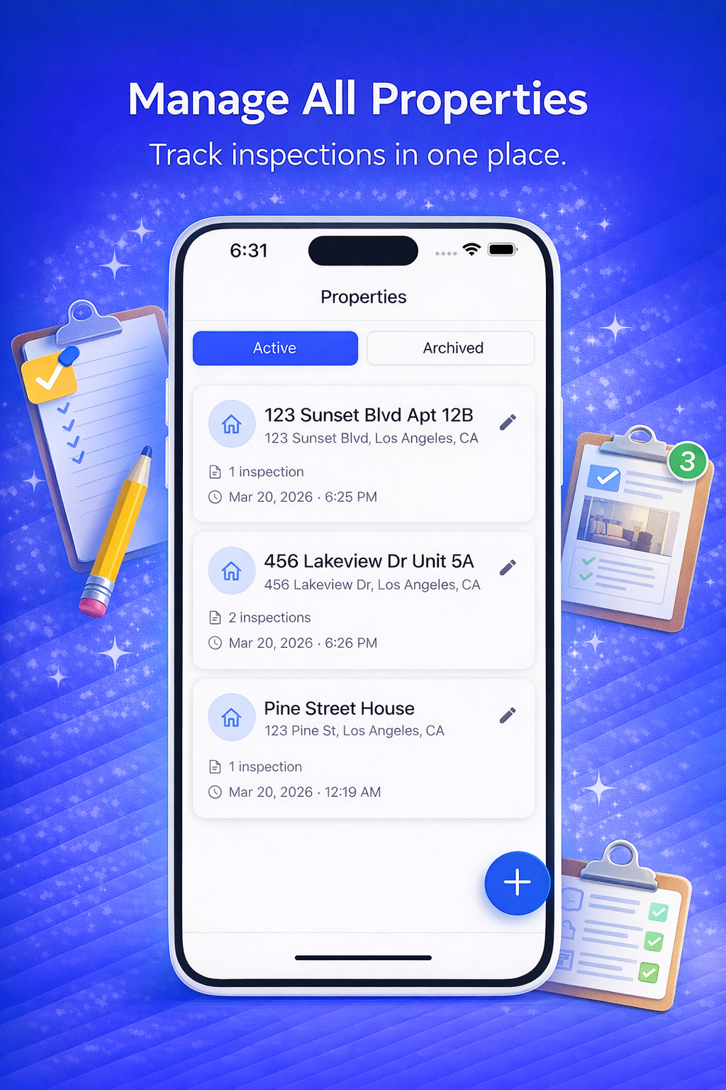 Property list screen